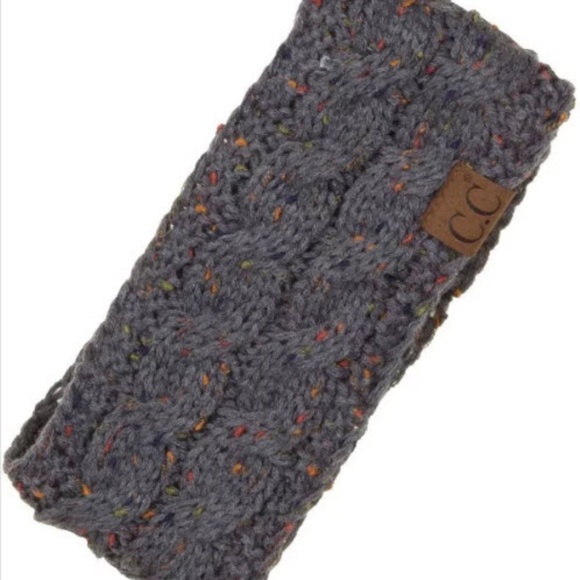 C.C Dk grey knit Sherpa lined headband - Picture 2 of 2